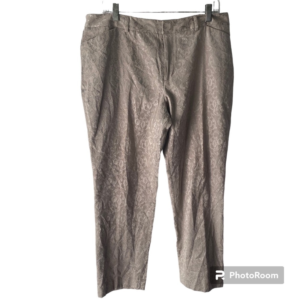 NWOT Coldwater Creek crop pants textured print beige SZ 14